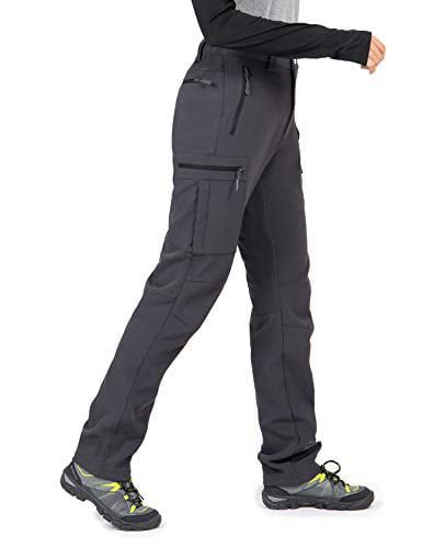 Wespornow Mens-Fleece-Lined-Hiking-Pants Water-Resistance-Snow-Ski-Pants Softshell Snowboarding Pants for Winter Outdoor