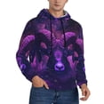 thumbnail image 2 of Kdxio Purple Starry Sky Antelope Print Mens Casual Hooded Collar Drawstring Hoodies Pullover Sweatshirts Casual Long Sleeve Shirts-4X-Large, 2 of 7