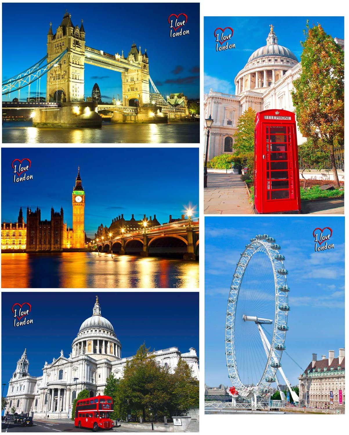 3Dstereo I Love London - 5 3D and Animated Lenticular Postcard Greeting  Cards, 5 I Love London 3D and Animated Lenticular Postcards Greeting Cards  By Brand 3Dstereo 