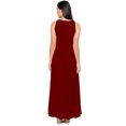 thumbnail image 3 of eloria Women's Georgette Roundneck Casual Summer Pleated A Line Sleevless Long Dress, Color : Maroon | Size : M, 3 of 6