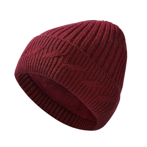 ATOYSOY Women Comfy Beanie Hat Fleece Lined Winter Warm Cap Outdoor Hiking Windproof Knitted Hat (Wine,Free Size)