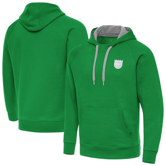 Men's Antigua Kelly Green Sacramento Kings St. Patrick's Day Victory Raglan Pullover Hoodie