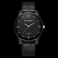 thumbnail image 2 of Reloj de cuarzo de negocios con escala de diamantes de imitación para hombres y mujeres, correa de cuero de PU negra T227-A (negro, L), 2 of 2