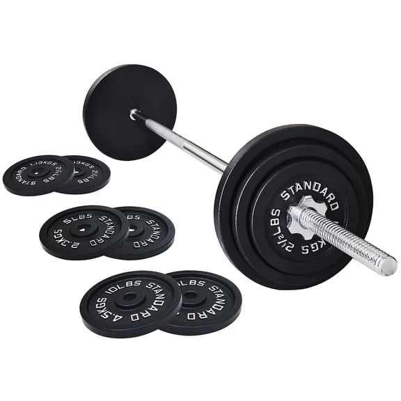 Sprint Demon 35LB Standard Barbell Set with 1-Inch Threaded Bar, Adjustable Weight Plates with Spinlock Collars for Home Gym Strength Training