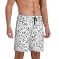 thumbnail image 2 of Kdxio Black White Music Print Mens Sleep Shorts Bottoms Soft Comfy Pajama Wear Pants with Drawstring Pockets, 2 of 7