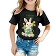 thumbnail image 4 of Shadoumai Girls Easter Shirt Size 6 Easter Day Letter Graphic Printed Crewneck Short Sleeve T Shirts Casual Preppy Tops Clothes for Children, 4 of 4