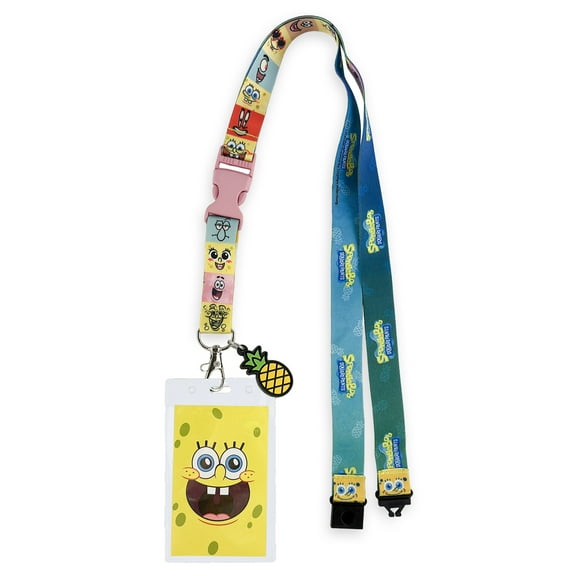 Nickelodeon SpongeBob SquarePants Lanyard With Badge Breakaway ID Holder and 2" Pineapple Rubber Charm