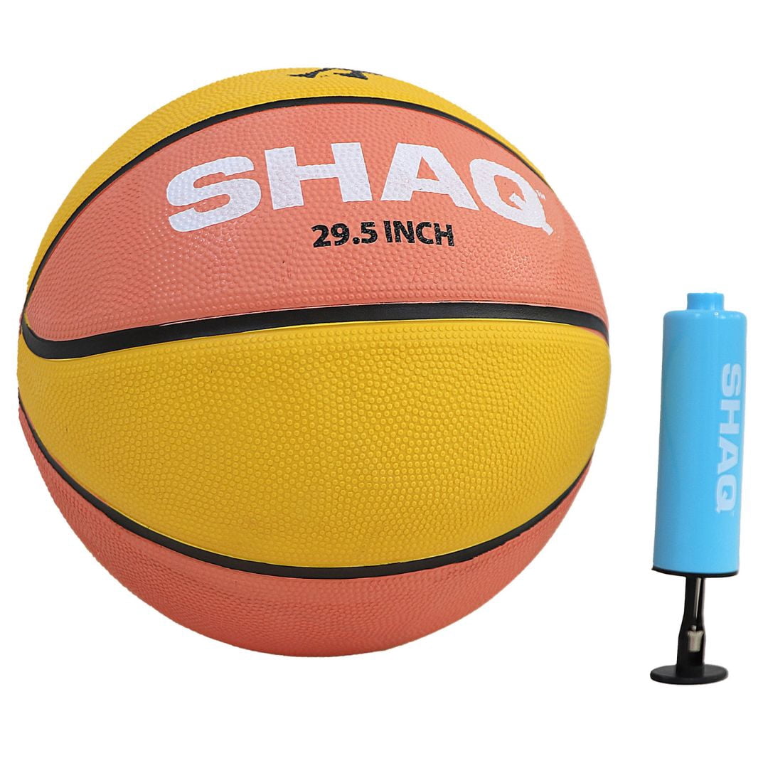 SHAQ Composite Basketball 29.5" Deflated with Mini Pump Mens Basketball Indoor Outdoor Basketball Size 7 Basketball Shaq Youth Basketball Equipment