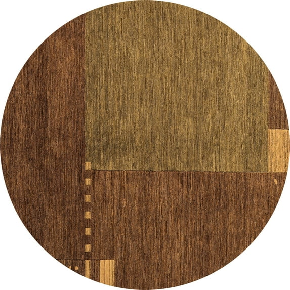 Ahgly Company Indoor Round Abstract Brown Modern Area Rugs, 8' Round