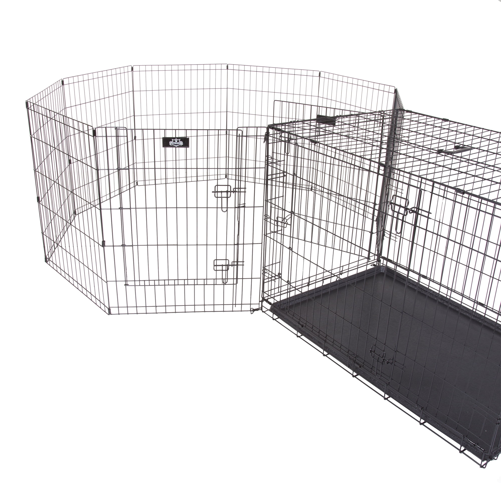 PETMAKER 24x30-Inch Foldable 8-Panel Puppy Playpen with Secure Gate (Black)
