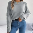 thumbnail image 5 of Diufon Knit Sweaters for Women Round Neck Long Sleeve Blouses Casual Loose Solid Color Tops, 5 of 7