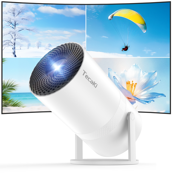 Tecaki Mini Projector Full HD 1080P, Portable Projector with WiFi and Two-Way Bluetooth, 180° Rotatable, Auto Keystone, Dust Removal, Projecteur Compatible with Smartphone, TV Stick, HDMI, USB