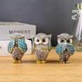 thumbnail image 3 of Yellow Owl Ornament Set of 3，Resin Statue for Elegant Home and Office Decor - Perfect for TV Cabinet, Porch, Bookshelf, Living Room, and Entryway - Ideal Tabletop Accent for Christmas, 3 of 4