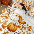 thumbnail image 4 of Castle Fairy Teens Floral Pumpkin 7-Piece Bedding Comforter Set,Autumn Harvest King Bedding Sets,Botanical Plants Ultra Soft Bed Sheets,Luxury Bedroom Decor, 4 of 8