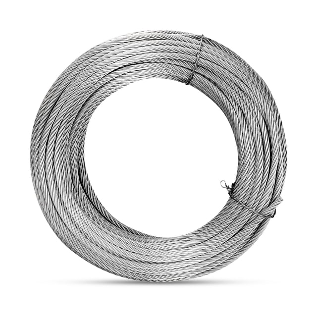 Cable de acero inoxidable grueso de 1/4, cuerda de alambre de 100 pies, 7 x 19 hebras, cable para aviones, tirolesa de resistencia a la rotura de 6400 libras para aplicaciones de servicio pesado, bara