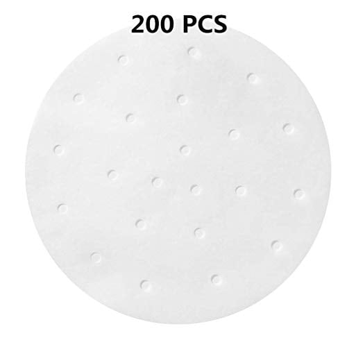 200pcs Air Fryer Liners,7 inches Bamboo Steamer Liners,Premium Perforated Parchment Steaming