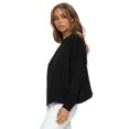 thumbnail image 4 of YELETE Women’s Oshun Cutout French Terry Long Sleeve Top, Black S, 4 of 4