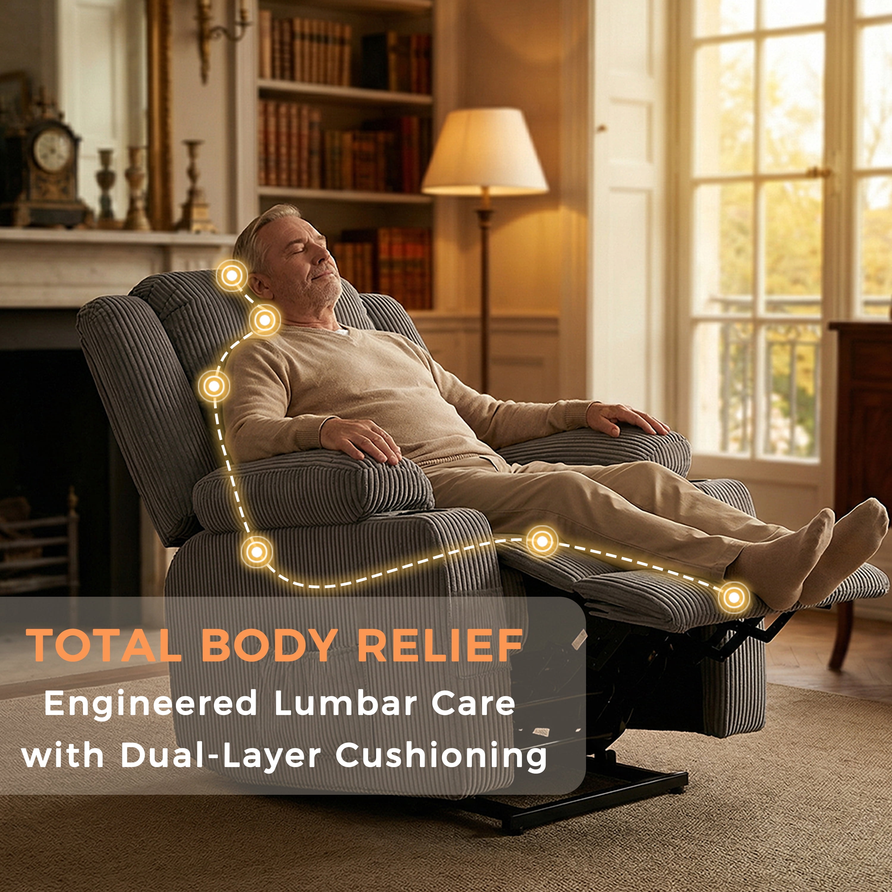 IKAKOS Power Lift Recliner Chair with Massage and Heat, 400 lbs Heavy Duty, Grey