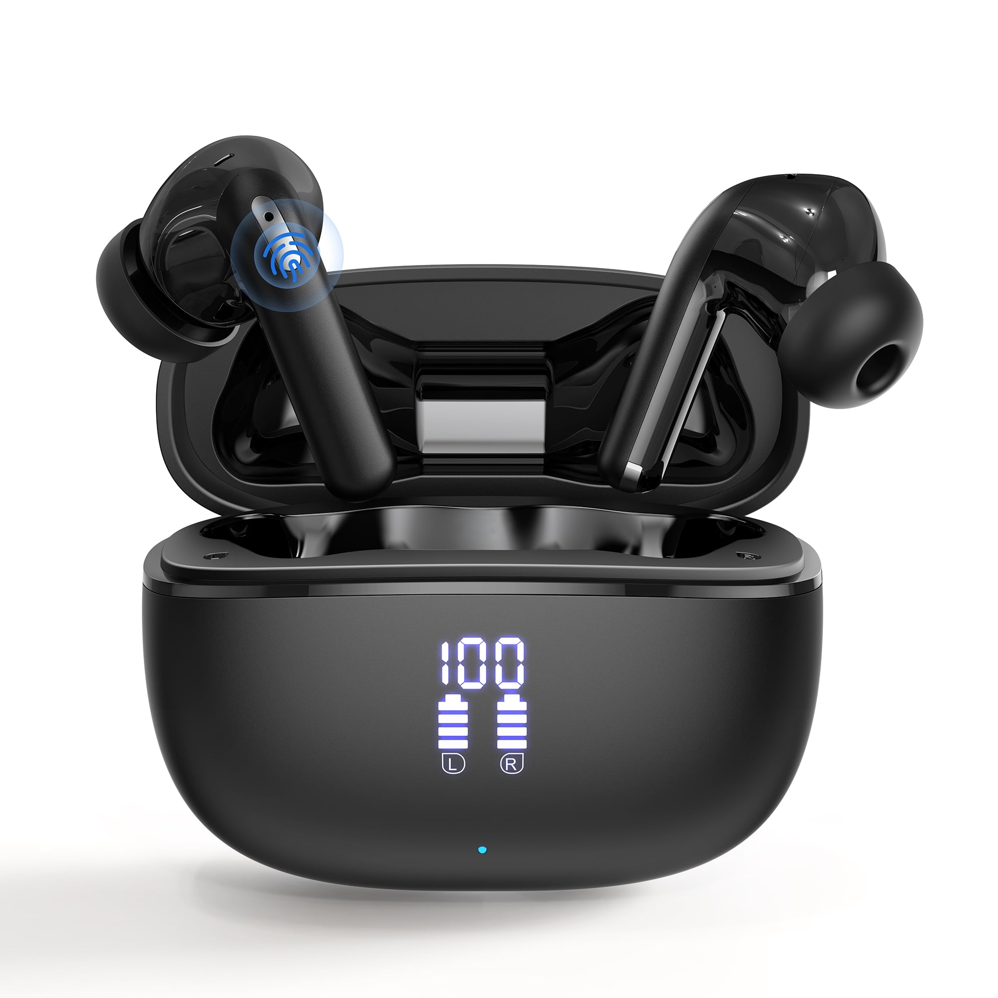 Wireless Earbuds, ANC Bluetooth 5.4 Headphones with 70H Playtime, LED Display Charging Case, Waterproof, Works with iOS & Android
