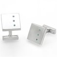 thumbnail image 1 of Men Rhodium Brass Cufflink with Top Grade Crystal in Sea Blue, 1 of 1