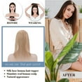 thumbnail image 5 of MY-LADY Clip In Remy Topper Hairpiece Human Hair Clip On Toupee Wispy Bangs For Women Middle Part With Hair Loss Thinning Hair #12P613 Golden Brown & Bleach Blonde, 5 of 8