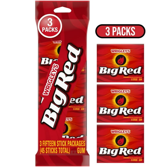 Wrigley's Big Red Cinnamon Chewing Gum Bulk - 15 Stick (pack of 3)
