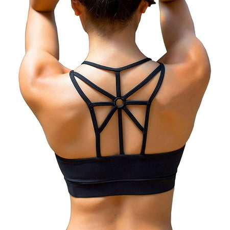 

FSYZX Sports Bras for Women Cross Back Padded Sports Bra Medium Support Workout Running Yoga Bra