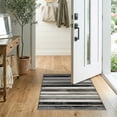thumbnail image 2 of ODIKA Vintage Distressed Pinstripe Block Border Farmhouse Even Striped Flowing Dynamic Non-Slip Low Profile for Hallway, Study Room, Playroom, 2 of 7