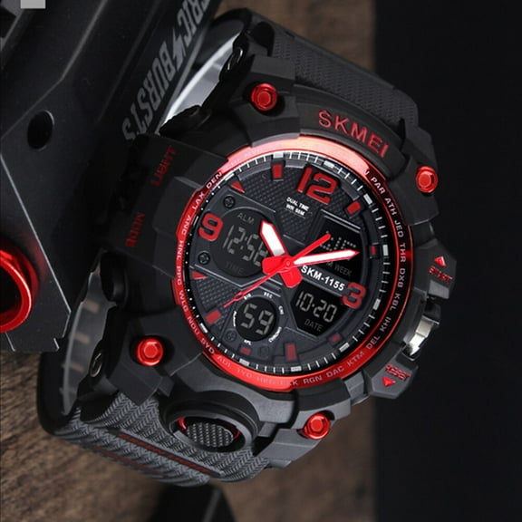 Beaupretty Mens Watches Sports Outdoor Waterproof Wristwatches Red 1Set