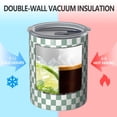 thumbnail image 2 of 12oz Coffee Tumblers Green and White Checkerboard Pattern Stainless Steel Vacuum Insulated Travel Tumbler Coffee Cups Mug with Lid and Straw with Cleaning Brush for Cold & Hot Drinks, 2 of 5