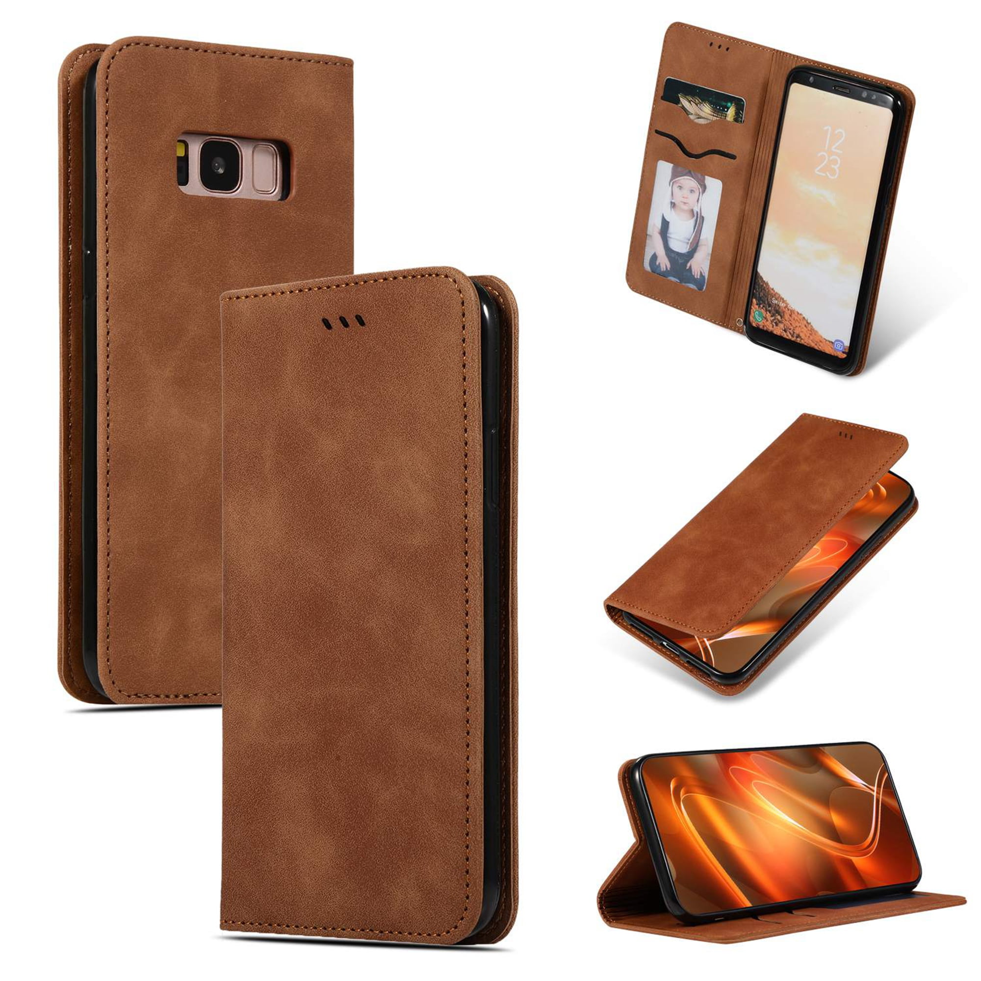Samsung Galaxy S8 Case, Dteck Smooth PU Leather Flip Folio Wallet Card