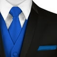 thumbnail image 3 of BEST TUXEDO Men's Formal, Prom, Wedding, Homecoming, Tuxedo Vest, Tie & Hankie Set in Royal Blue Solid Satin - XL, 3 of 3