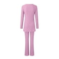 thumbnail image 5 of CNKOO Women‘s Two Piece Knit Matching Outfits Crew Neck Slit Hem Tee And Pants Tracksuit Sets, 5 of 5