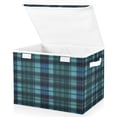 thumbnail image 2 of 16.5x12.6x11.8in Foldable Flip-Top Storage Bin, Dustproof Magic Tape Closure, Ideal for Home & Toy Organization，Green Tartan Pattern, 2 of 7