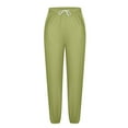 thumbnail image 5 of Avrnliq Womens Ultra Soft Stretch Casual Jogger Pants, Relaxed Fit Straight Leg Tapered Ankle Pants with Elastic Drawstring Waist and Functional Side Pockets, Army Green,Size 2XL, 5 of 7