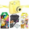 Fujifilm Instax Mini 8 instant camera (Yellow) + 20 mini instant film (10 Rainbow + 10 RiLakkuma ) + mini 8 accessories