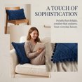thumbnail image 4 of REGALWOVEN Couch Pillow Cases 1 Pack Soft Pom-poms Velvet Throw Pillow Covers for Farmhouse Home Decor Navy Blue 12" x 20", 4 of 7