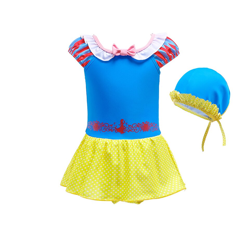 Maillot De Bain Princesse 4 Pièces Pour Fille 3-13 Ans - Jupe Et Broche Amovible - Arc-en-Ciel Écailles