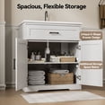thumbnail image 3 of 30 Inch Bathroom Vanity with Ceramic Sink, Freestanding Bathroom Sink Cabinet with Fluted Doors, 2 Doors and 1 Drawer, Adjustable Shelf, Farmhouse Bathroom Storage Combo, White, 3 of 8