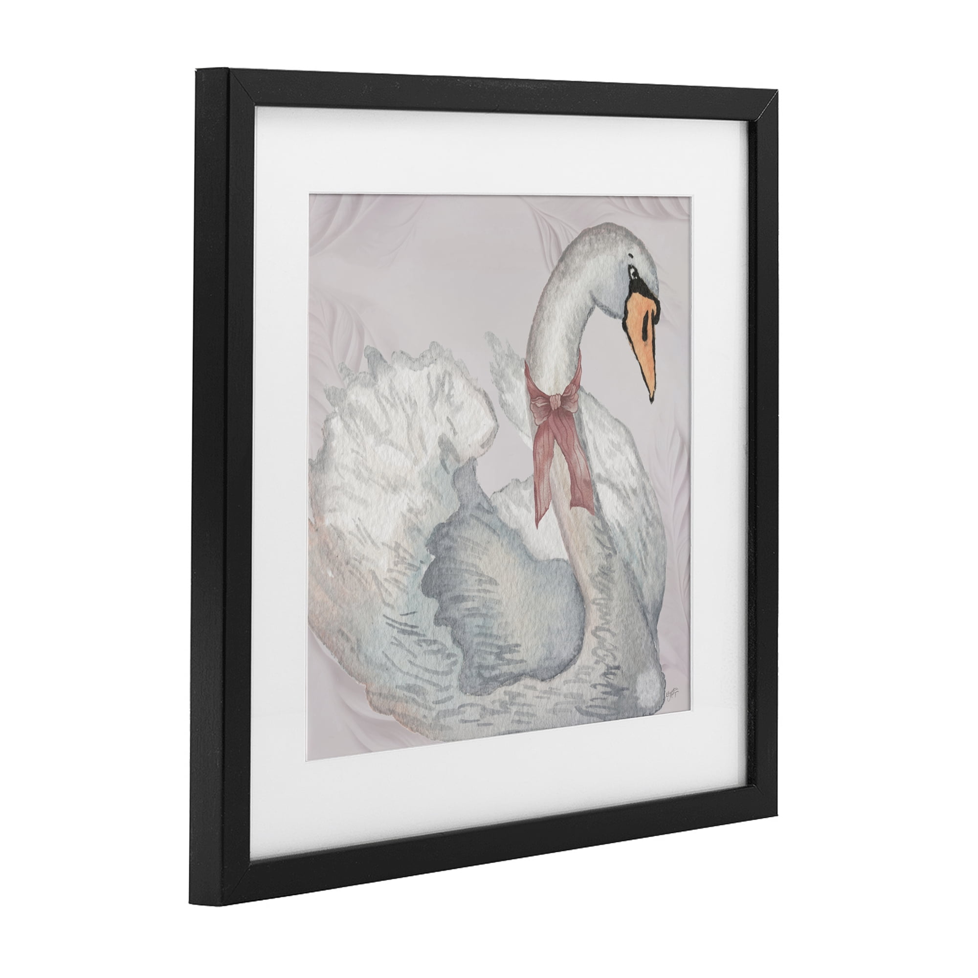 Stupell Industries Subdued Classic Swan Black Framed Print Under Glass, design by Elizabeth Medley
