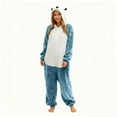 thumbnail image 4 of Unisex Onesie Adult Sleepwear Loose Funny Hooded Outfit Plush Winter Warm Pajamas with Pocket Blue S, 4 of 7