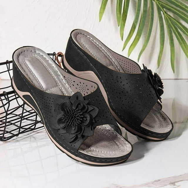 HKEJIAOI Womens Sandals Woman Fish Mouth Collection Leather Soft Footbed Orthopedic Arch-Support Sandals