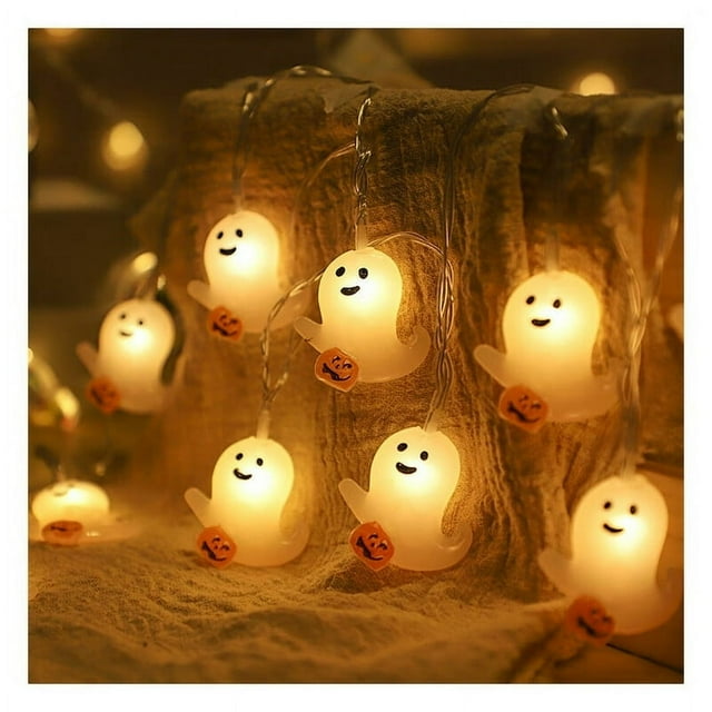 2 Meters 10LED Light Spooky LED Lights Horror Themes Adjustable Light Bat Ghost Pumpkin Shapes Halloween Decor
