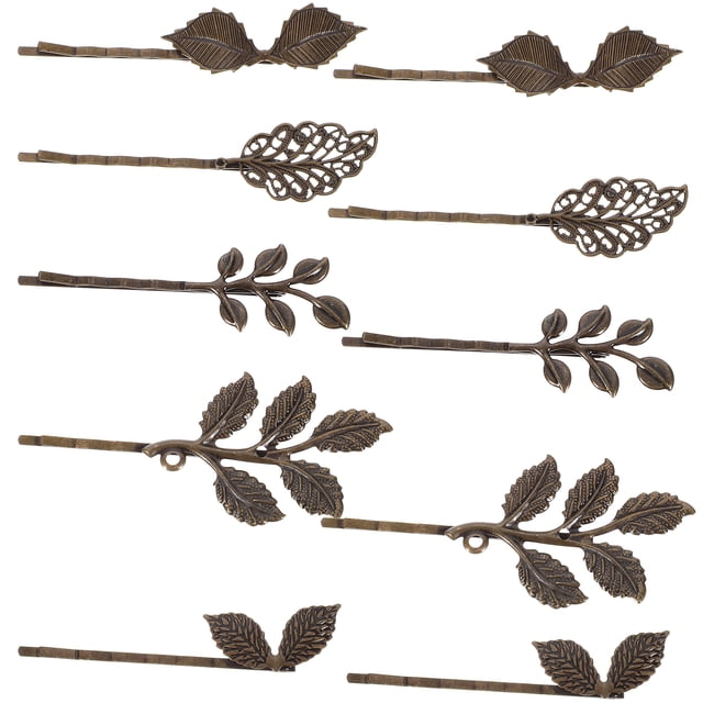 10PCS Clip de pelo de hoja Pin de pelo vintage Pin de horquilla de bronce retro Adorno de cabello delicado para mujer niña (1/2/3/4/5)
