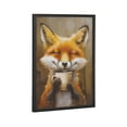 thumbnail image 4 of Kate and Laurel Happy Fox Traditional Coffee Tea Cup Framed Wall Art by The Creative Bunch Studio, 12x16 Black, Cute Fox Coffee Art for Wall, 4 of 7