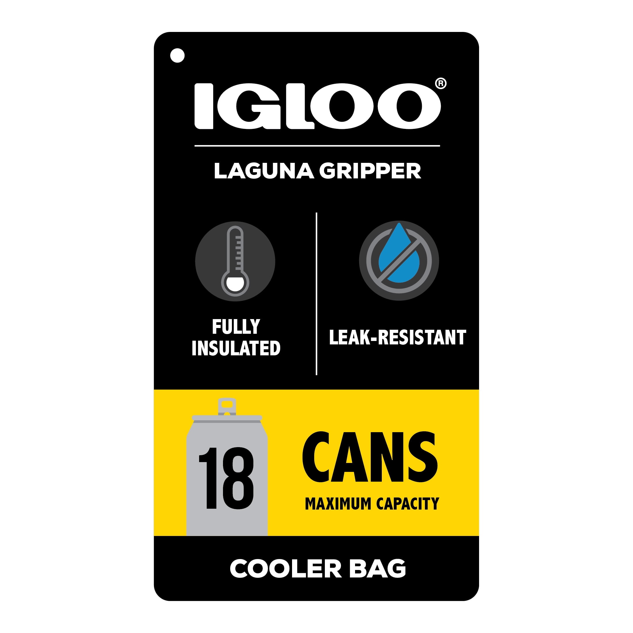 Igloo Soft Sided Cooler, 18-Can Capacity, Laguna Gripper, Gray Twill with Ibiza Blue