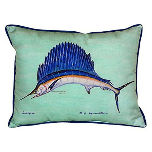 Betsy Drake HJ006C 16 x 20 in. Sailfish Teal Large Indoor & Outdoor Pillow