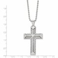 thumbnail image 3 of Stainless Steel Polished With Grey Carbon Fiber Inlay Cross 24In Necklace (24 X 32.07) Made In China -Jewelry By Sweet Pea, 3 of 7