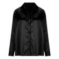 thumbnail image 4 of IROINNID Silk Shirt for Women Discount Loose Fit Long Sleeve T-shirt Casual Base Blouse Solid Shirts,Black, 4 of 6