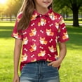 thumbnail image 2 of Grblisyd Girls Shirts Cute Animal Print Short Sleeve Collar Polo Shirts Casual Loose School Uniform Shirt, 2 of 6